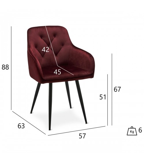 Nadja Dining Chair Bordeaux Dimensions