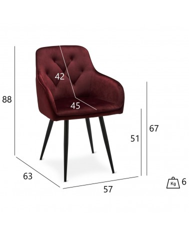 Nadja Dining Chair Bordeaux Dimensions