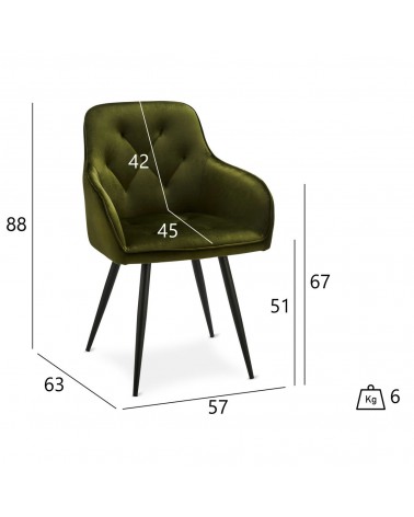 Nadja Dining Chair Olive Green Dimensions